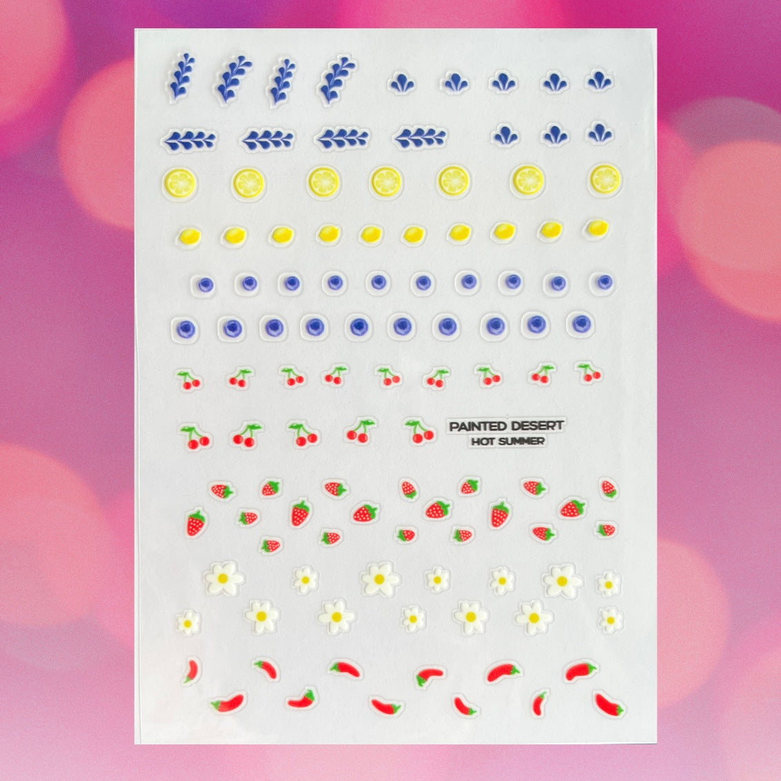 summer nail stickers cherries lemons blueberries strawberries
